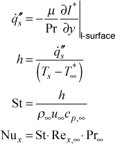heat flux and h and St and Nu external flow